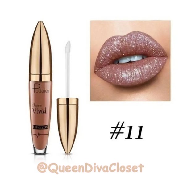 Lux Matte Rich Light Beige Tan #11 Lasting Glitter Gloss Liquid Lipstick Tint - Picture 4 of 5